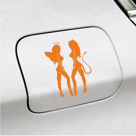 Bumpersticker - Engeltjes - 14 X 10 - Oranje