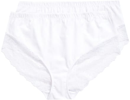 Ulla Popken - Dames - Midi-slips set van 2 kanten inzetstuk opzij - Sneeuwwit - Maat 54+