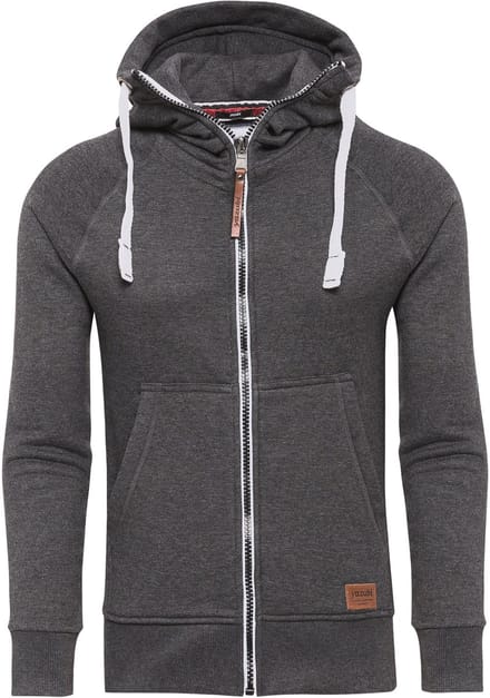 Yazubi Heren Hoodie Jacob – Regular Fit – Katoenmix Stretch – Donkergrijs – Rits & Kap