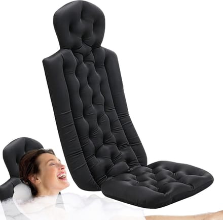 Badkussen Volledig Lichaam - Luxe Badkussen - Ontspanning Thuis - Antislip Zuignappen - 39x32x76cm - Zwart