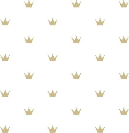 Origin Wallcoverings behang kroontjes mat wit en goud - 347678 - 0,53 x 10,05 m