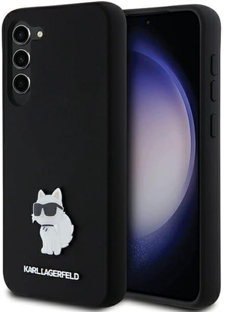 Hoes voor Samsung Galaxy S24+ S926, Karl Lagerfeld, Silicone Choupette Metal, Zwart