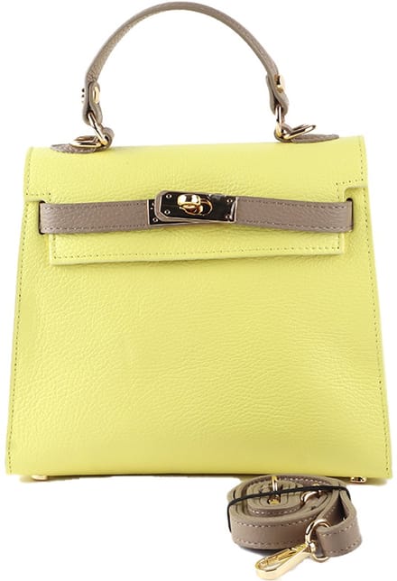 Giuliano lederen schoudertas Aleena - Dames - Made in Italy - Geel taupe