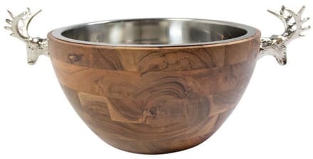 Champagne Koeler hert hout zilver 18x45x29cm