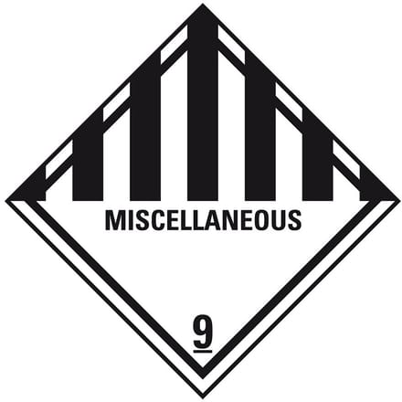 ADR klasse 9 sticker diverse gevaarlijke stoffen met tekst 150 x 150 mm