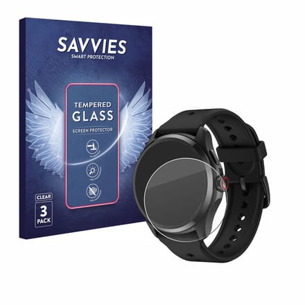 Savvies - Glas Screenprotector voor Mobvoi TicWatch Pro 5 - Gehard Beschermglas 9H 3 Stuks