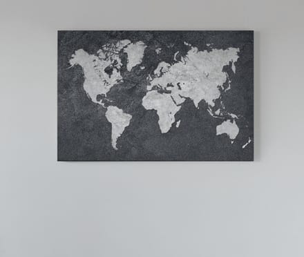 Canvas Schilderij - Wereldkaart - Grijs - 90x60x2 cm