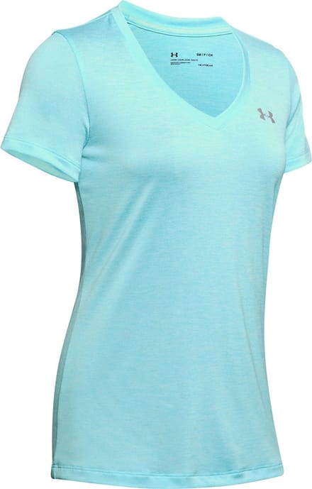 Under Armour - Maat S - Tech SS V-Twist Dames Sportshirt Blue Haze