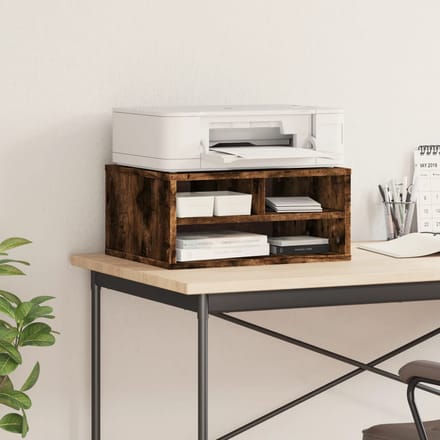 vidaXL - Printerkastje - 49x40x22,5 - cm - bewerkt - hout - gerookt - eikenkleurig