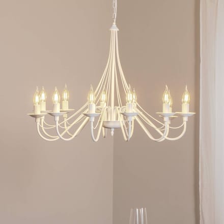 ALDEX Kroonluchter roze, wit, 12-lamps, metaal