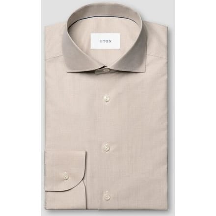 Eton Overhemd Micro Check Organic Cotton Fine Twill Beige / male