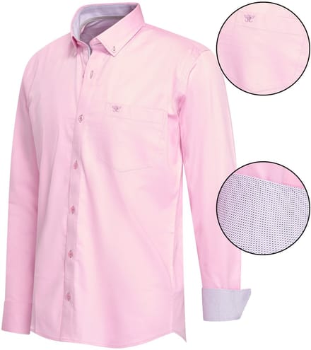 Cappuccino Italia - Heren Overhemden Regular Fit Overhemd Pink - Roze - Maat M