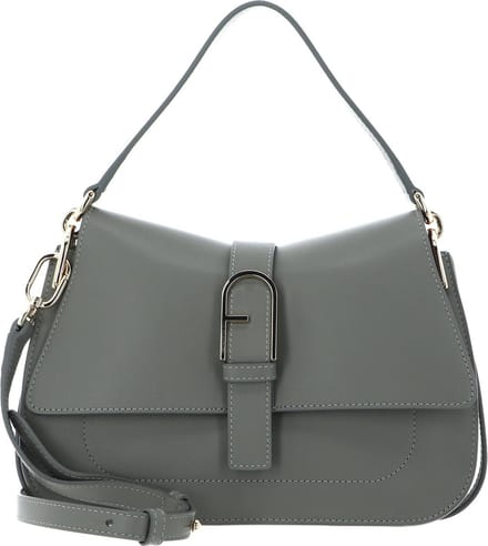 FURLA Leren Schoudertas Flow Top Handle Agave Grijs
