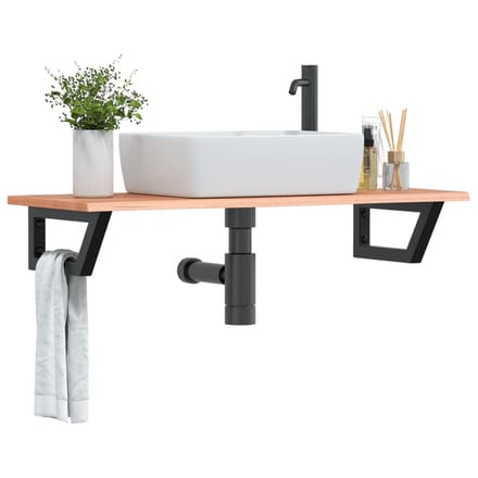 vidaXL - Badkamer - wandschap - staal - en - massief - eikenhout