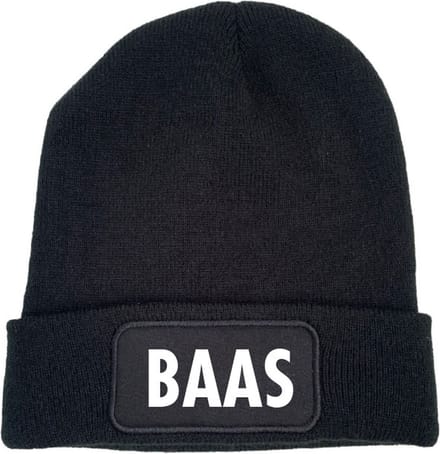 Wintermuts zwart - Baas - soBAD. | Unisex | Skimuts | Muts | Kou | met grappige tekst | Winter | Beanie
