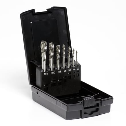 7-delige HSS-E Co5% Machinetappen Set M3-M12 – DIN371/376 – Form C – Met Opbergbox