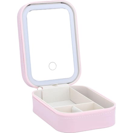 Make-uptas met LED-spiegel Sieradendoos Dimbaar Touchscreen Make-up Reizen Verlichte Koffer voor white
