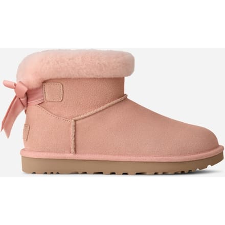 UGG® Classic Mini Bailey Mixed Bow Boot, Suede/Polyester/Wool