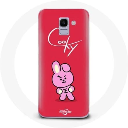 Coque pour Samsung Galaxy A8 2018 BTS Bangtan Garçons BT21 Cooky Fond Rouge