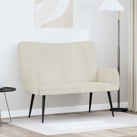 vidaXL - 2-Zits - Sofa - Crèmekleurig - 115 - x - 61 - x - 87 - cm - fluweel