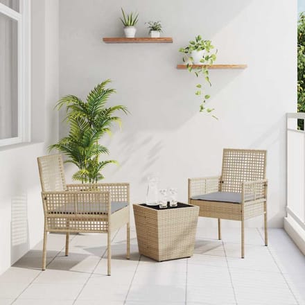 vidaXL - Tuin - Bistro - Set - 3 - st - Beige - poly - rattan