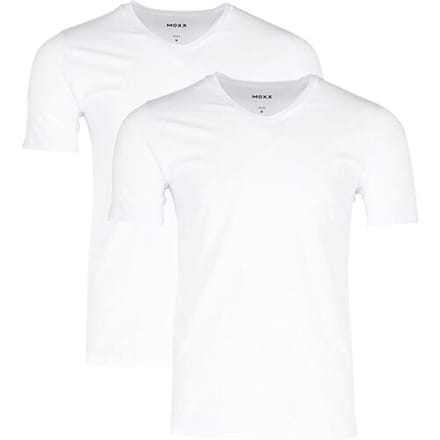 MEXX Set van 2 heren T-shirts (V-hals, wit, M)