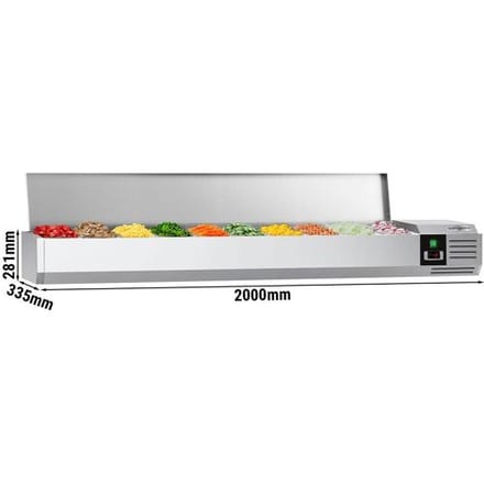 GGM Gastro Kühlaufsatzvitrine PREMIUM - 2000x335mm - 10x GN 1/4 Zilver