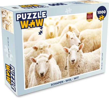 Puzzel Schapen - Wol - Wit - Legpuzzel - Puzzel 1000 stukjes volwassenen