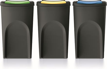 Prosperplast Kaden - Prullenbak set van 3x35L - Zwart