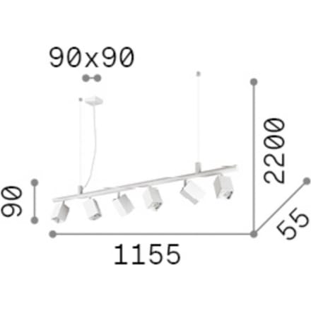 IDEAL LUX hanglamp Dynamite Square messing, 6-lamps