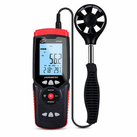 Benetech GT8907 Anemometer Windmeter – Luchtdebietmeter met Telescoopsonde – Temperatuur, Luchtvochtigheid, USB & Data-opslag