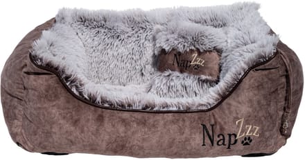 NapZZZ hondenmand divan met kussen eco bruin S: 80x60xH25 cm