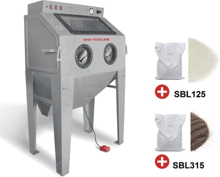 PACK straalcabine 415 L met 25 kg glasparels en 25 kg bruine korund MW Tools CAT415SET