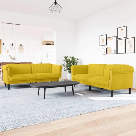 vidaXL - 2-delige - Loungeset - fluweel - geel