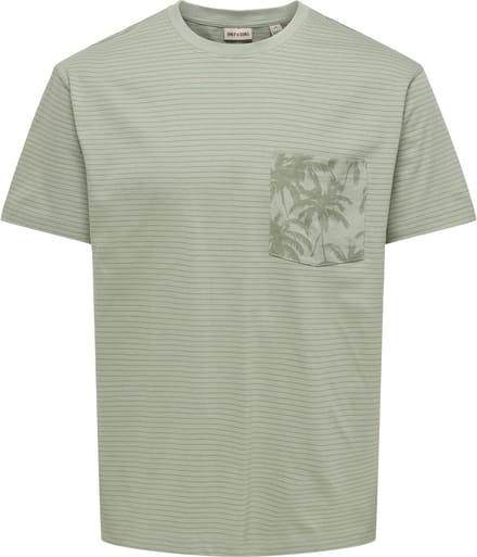 ONLY&SONS - ONSFRED STRIPE LIFE RLX LEAF SS PCKT TEE - Heren - T-shirts