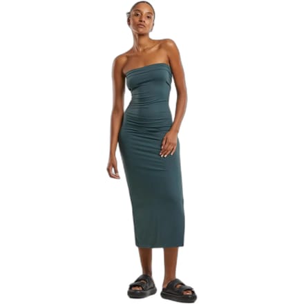 Urban Classics Midi-jurk Vrouwen Medium-lengte jurk flessengroen L Dames