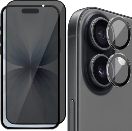 Privacy Screenprotector & Camera Protector geschikt voor iPhone 17 - Volledig Dekkend Glas