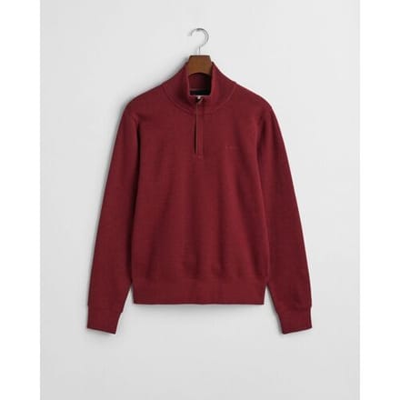Gant Trui Sacker Rib Half Zip Subtle Tone-on-Tone Logo Embroidery Wijnrood / male