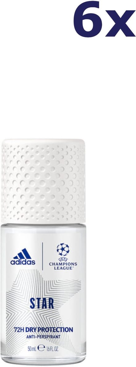 6x Adidas Roll On deodorant For Men Star champions league 50 ml