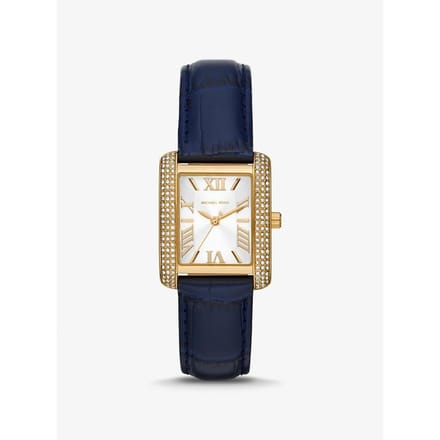 Michael Kors Mini Emery Pavé Goudkleurig en Krokodillenreliëf Leer Horloge MK2982 Vloot