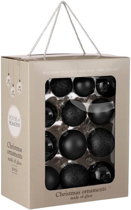 Christmas Baubles Set - 26 Pieces - Ø7 cm - Black
