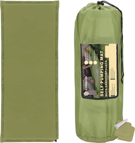 Springos Slaapmat | Zelfopblazend | Inclusief Hoes | Groen | 180 Cm