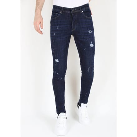 Heren Denim Jeans Slim-fit met Gaten -MM117- Blauw
