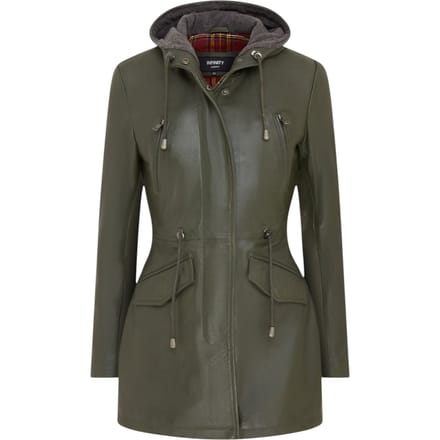 Groene, halflange parka met capuchon voor dames - Oakengates