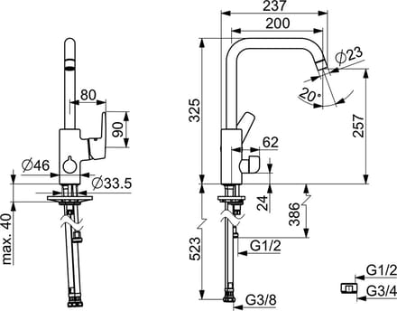 Hansapolo Single Hole Sink Mixer with Appliance Shut-off Valve 51602293