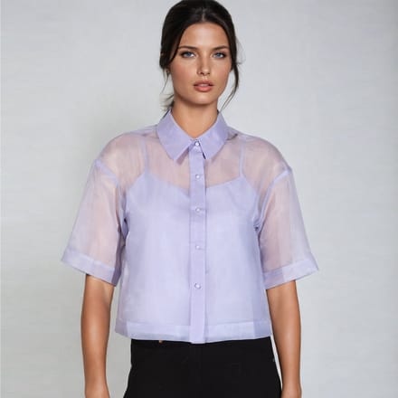 Organza overhemd met korte mouwen en flappen