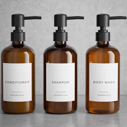Famanu – Moderne navulbare shampoo- en zeepdispensers 600 ml – Set van 3 – Met pomp