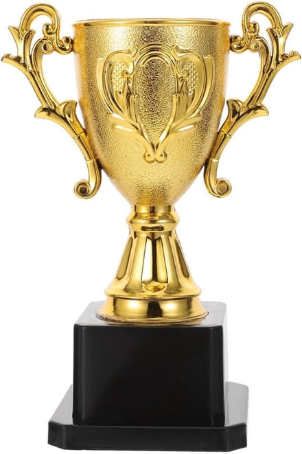 Trofee Beker - Winstbeker Prijs - Wedstrijd Beloning - Duurzaam Kunststof - 14.3 cm - Goud
