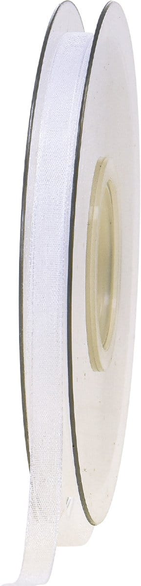 Organza lint cadeaulint wit lint zelfkant 6mm 50m