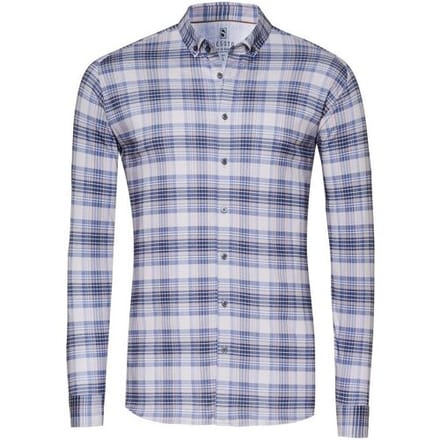 Desoto Overhemd Multi Fine Lines Check Beige-Blauw / male